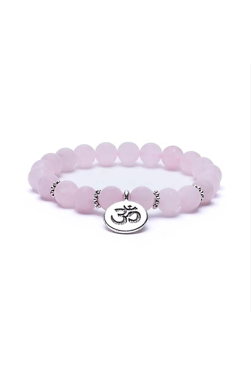 Mala /bracelet en quartz rose & Om - Harmonie et connexion spirituelle