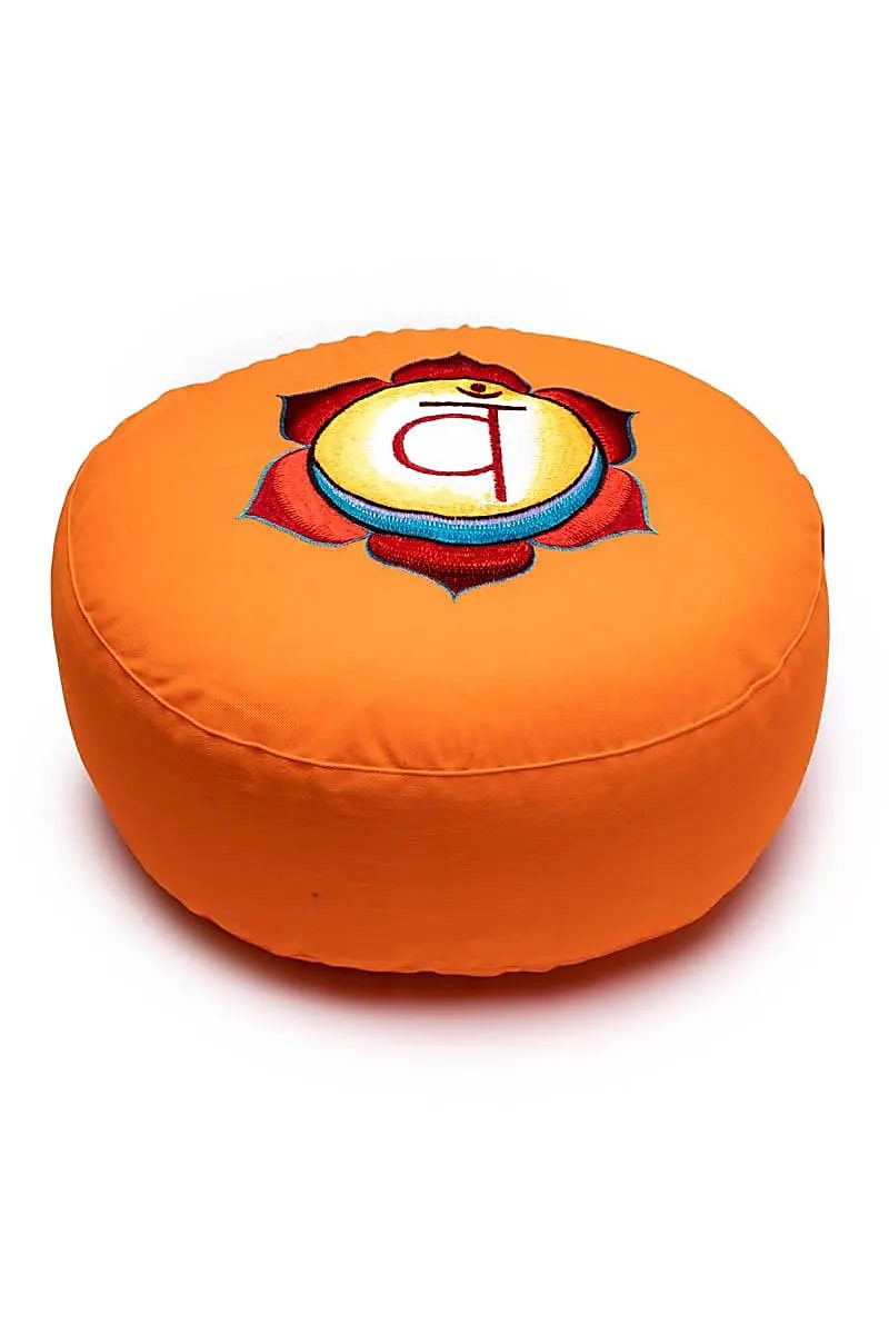 Coussin de Méditation 2ème Chakra Svadhisthana brodé - Chakra sacré - Orange