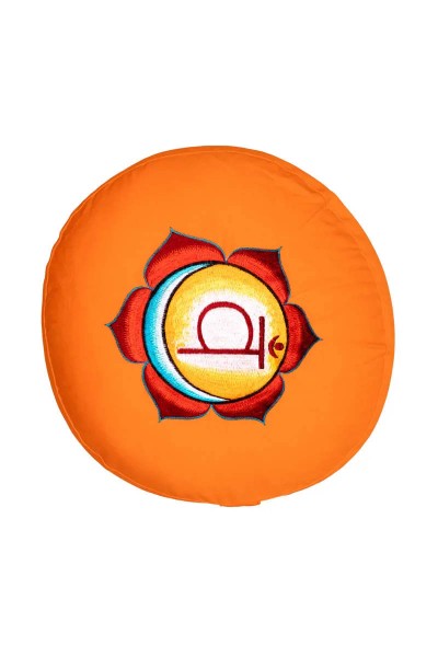 Coussin de Méditation 2ème Chakra Svadhisthana brodé - Chakra sacré - Orange