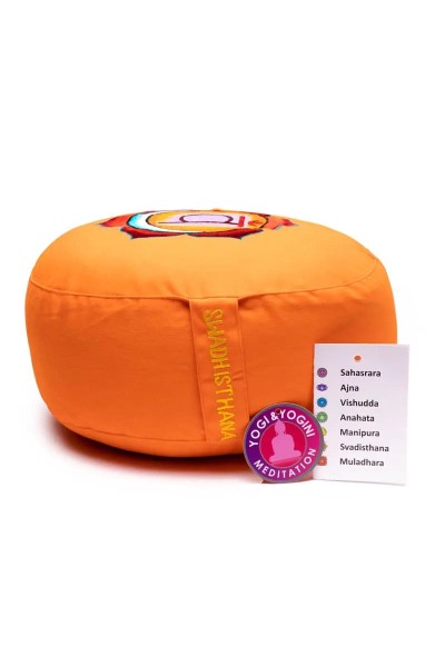 Coussin de Méditation 2ème Chakra Svadhisthana brodé - Chakra sacré - Orange