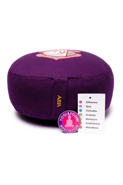 Coussin de Méditation 6ème Chakra Ajña brodé - Indigo