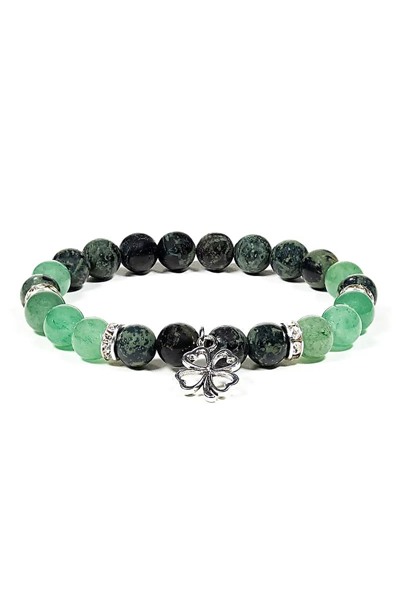 Bracelet Jaspe kambaba et Aventurine & Trèfle