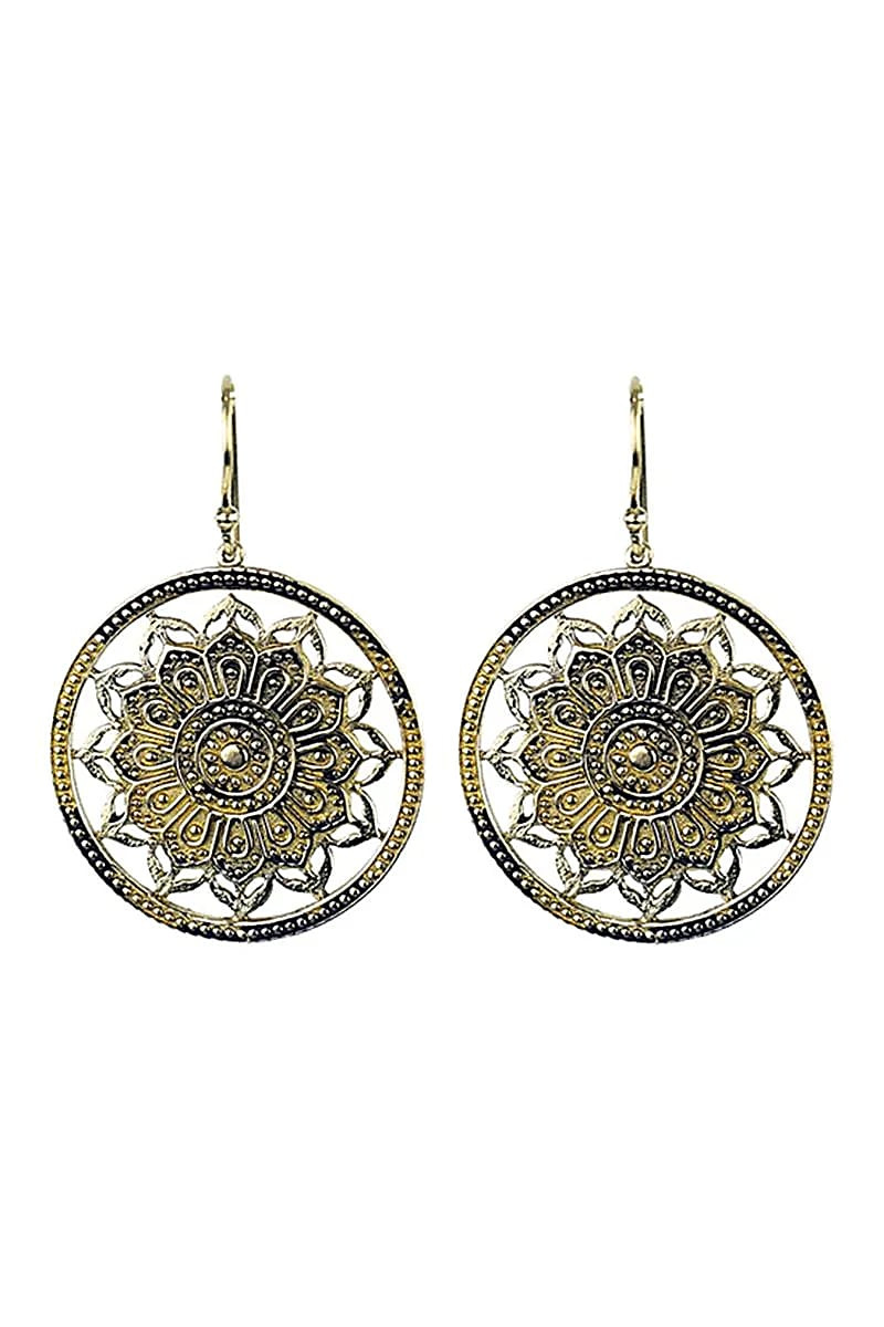 Boucles d'oreilles Mandala Lotus laiton doré