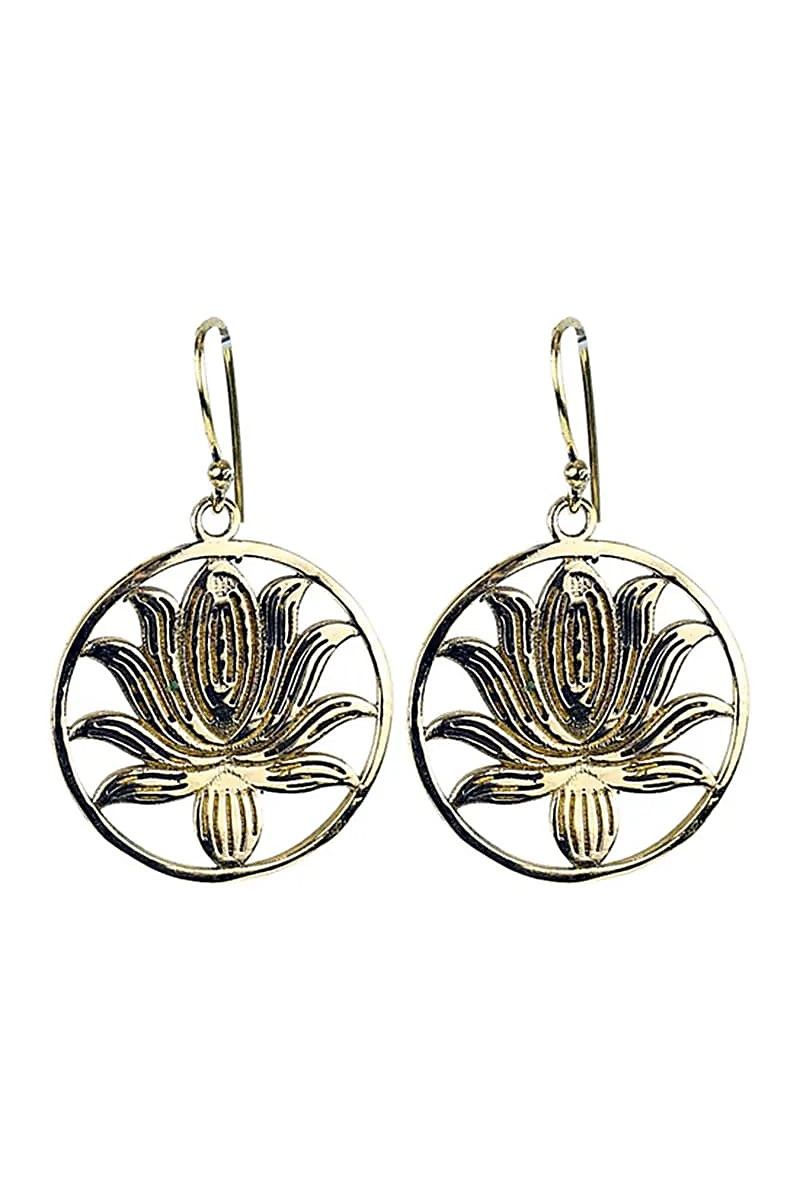 Boucles d'oreilles Lotus laiton doré