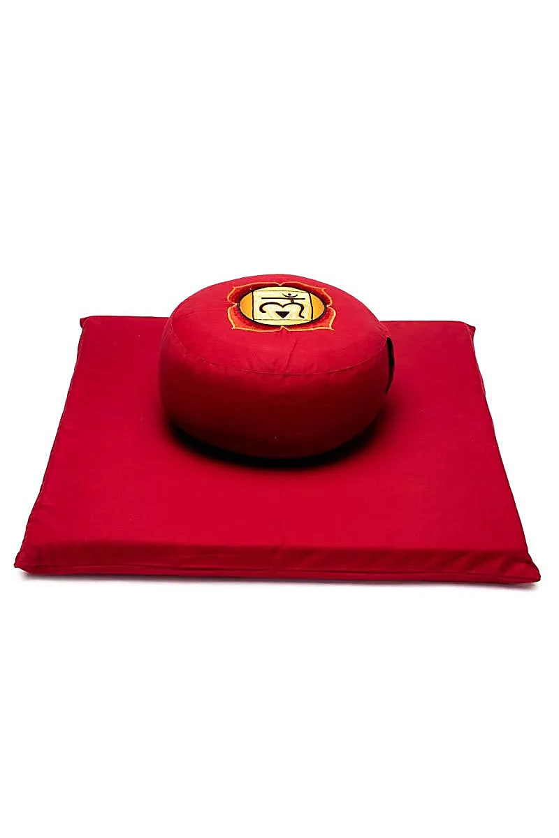 Ensemble de Méditation Rouge avec broderie du 1er Chakra Muladhara - Chakra racine