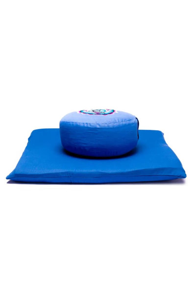 Ensemble de Méditation bleu avec broderie du 5ème Chakra Vishuddha - Chakra de la gorge