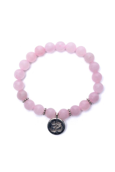 Mala /bracelet en quartz rose & Om - Harmonie et connexion spirituelle