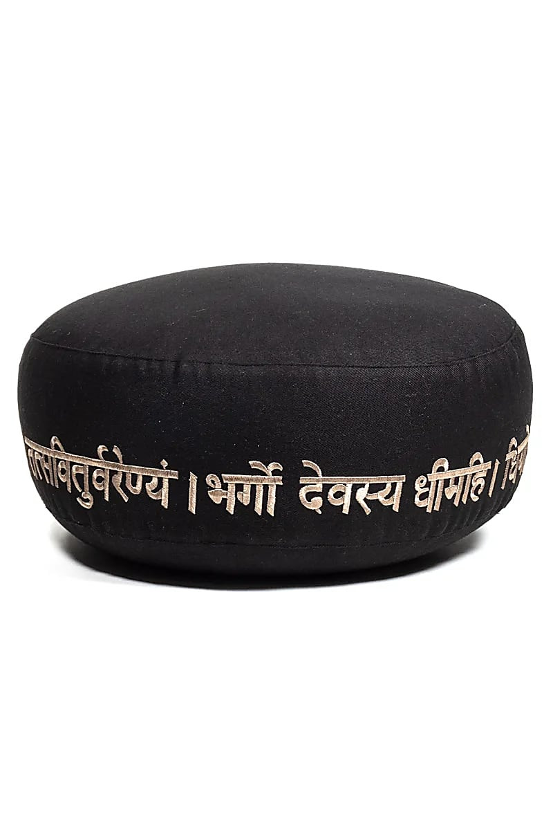 Coussin de Méditation Noir Gayatri Mantra - Coton BIO