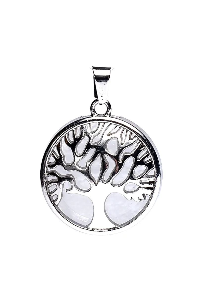 Pendentif Énergisant Arbre de Vie et Cristal de Roche
